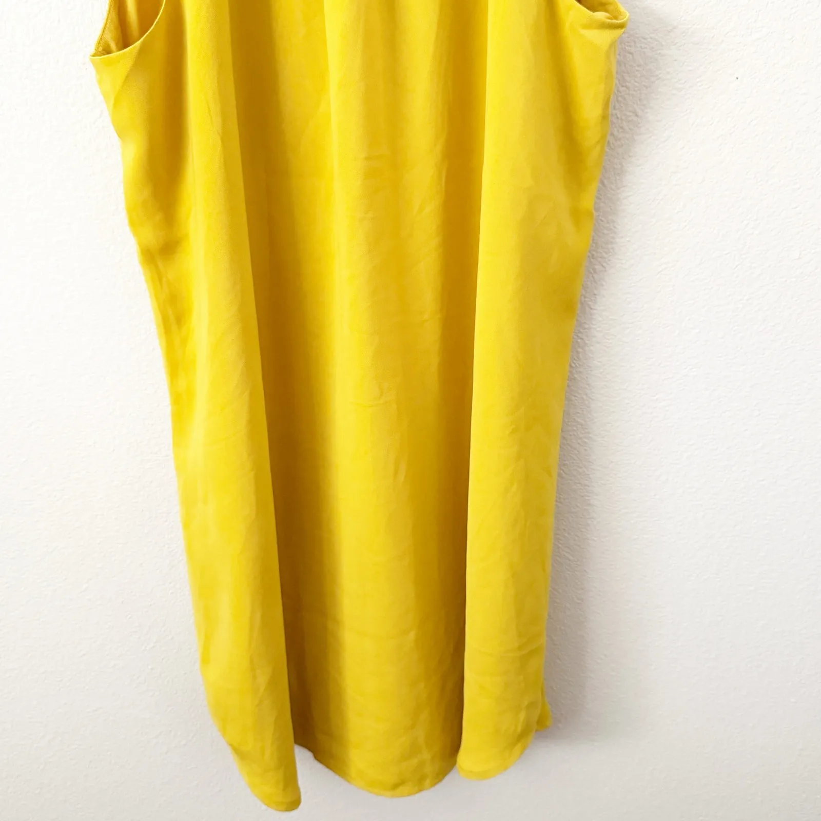 NAKED ZEBRA | Mustard Yellow Halted High Split Neck Tank Swing Dress | Size XL - Image 5