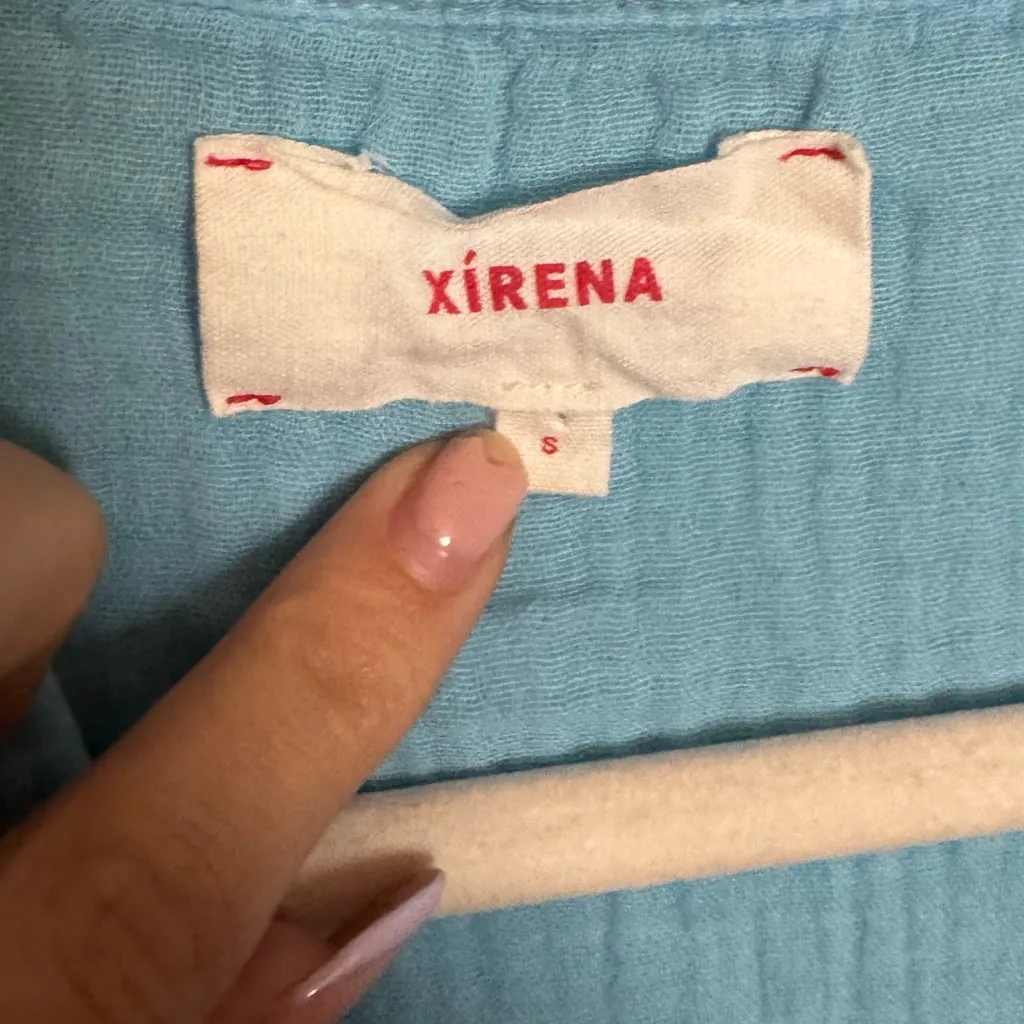 Xirena Avery Top Sz Small in Aqua Blue‎ Gauze Periwrinkle Loose Fit V Neck Blue - Image 3