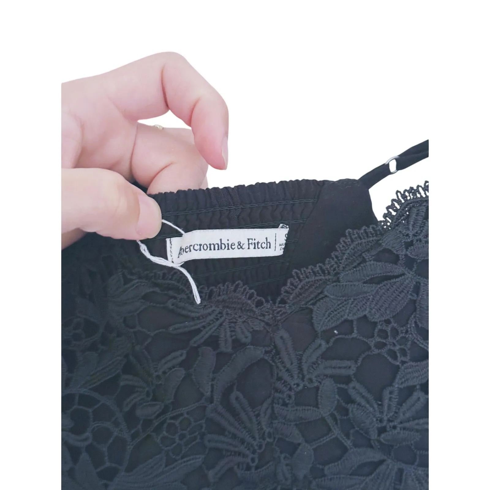 Abercrombie & Fitch BabyDoll Crochet Lace Mini Dress S Black Dark Cottage Fairy - Image 9