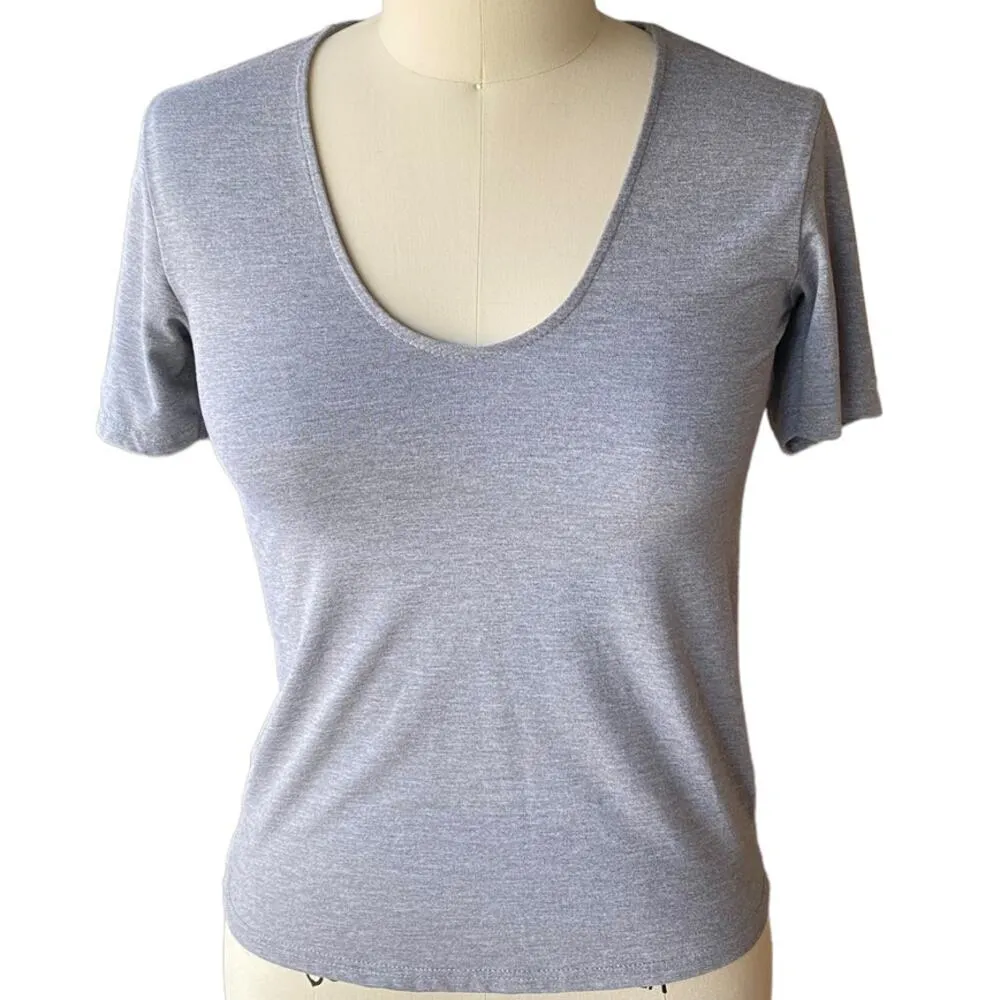 TOPSHOP Gray Short Sleeve Pullover Rear Seam Top ~ Women's Size SMALL - Image 2