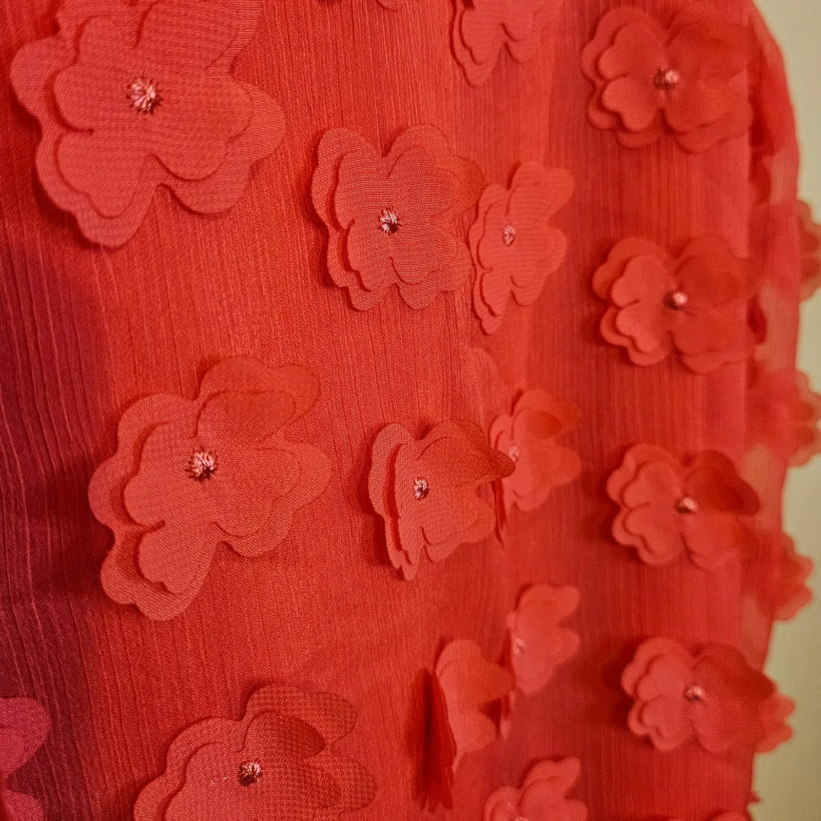 7th Avenue Size Extra Small XS Tank Top Blouse 3D Flowers Coral Color Pink - Image 4