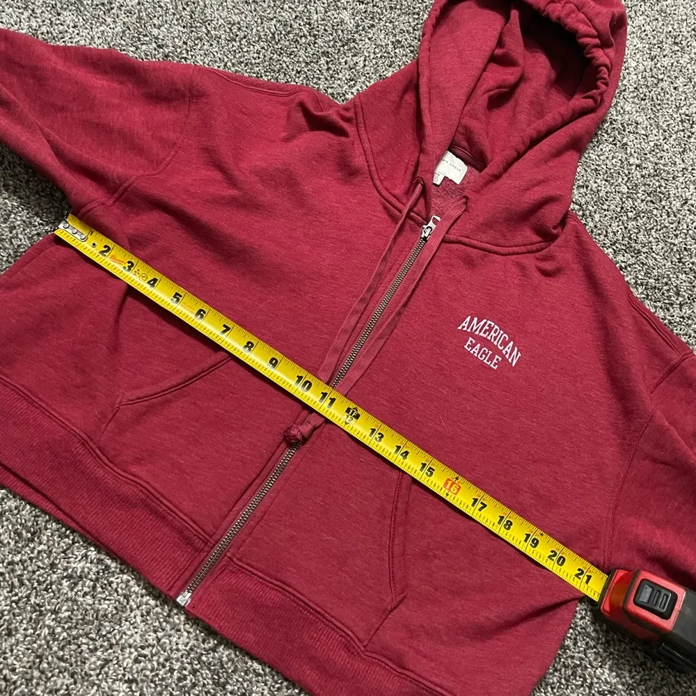 red fleece zip up long sleeve hoodie M - Image 9