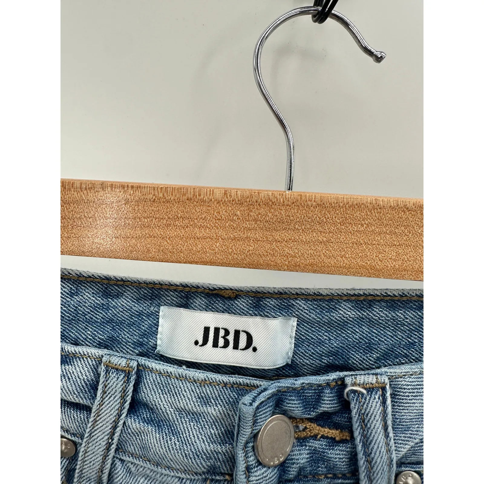 JBD Bermuda Jean Shorts Women Size 2 Cut Off Light Wash High Rise Denim Blue - Image 5