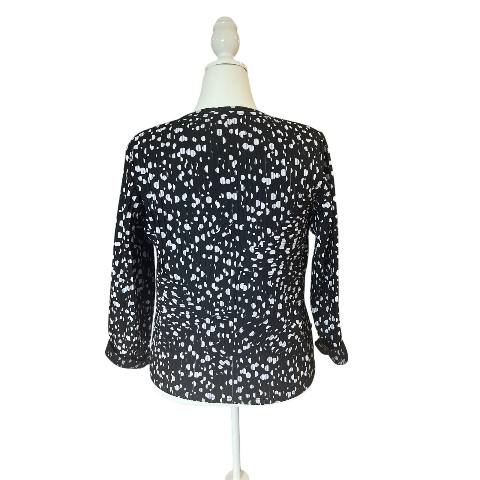 Laura Ashley Black White Modernist Stretch Pieced & Mesh Jacket Size XL Art-Wear - Image 4
