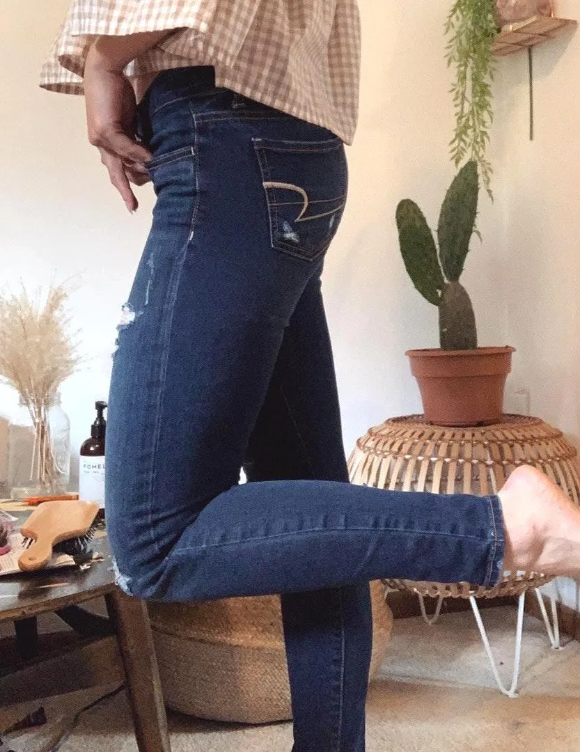 Ripped Dark Wash Skinny Jeans - Image 2