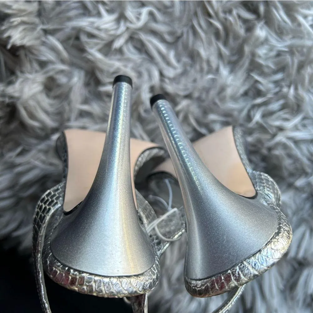 Good American silver square toe high heel sandals women's shoe size 9.5 - Image 9
