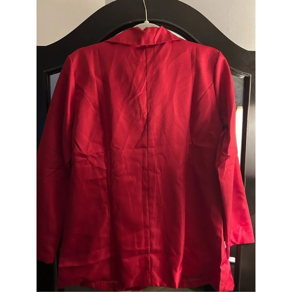 New Red Lightweight long sleeve Open Front Career Blazer L Size L - Image 2