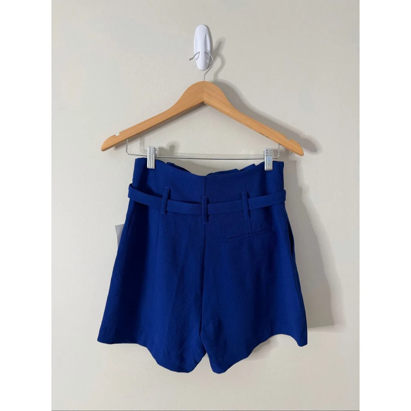 Allen Schwartz Blue High Rise Casual Textured Shorts Size 2 Tie Front NEW - Image 4