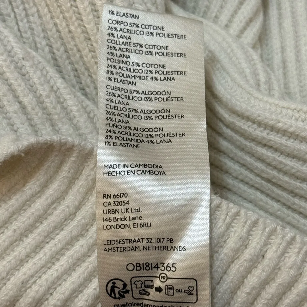 Maeve  Easy Mock Neck Ribbed pullover sweater white women’s size medium - Image 8