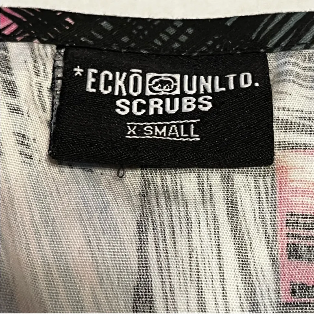 ECKO Unltd. Womens Size‎ XS Pink Tic Tac Scrub Top Medical Healthcare Dental NEW Black - Image 2