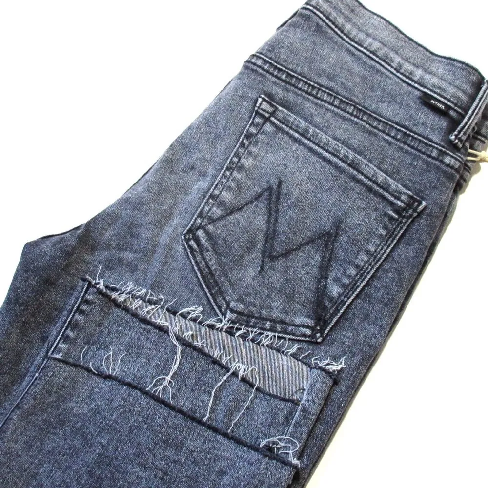 NWT Mother Insider Crop Step Fray in Train Stops Mineral Wash Stretch Jeans 31 Black - Image 8