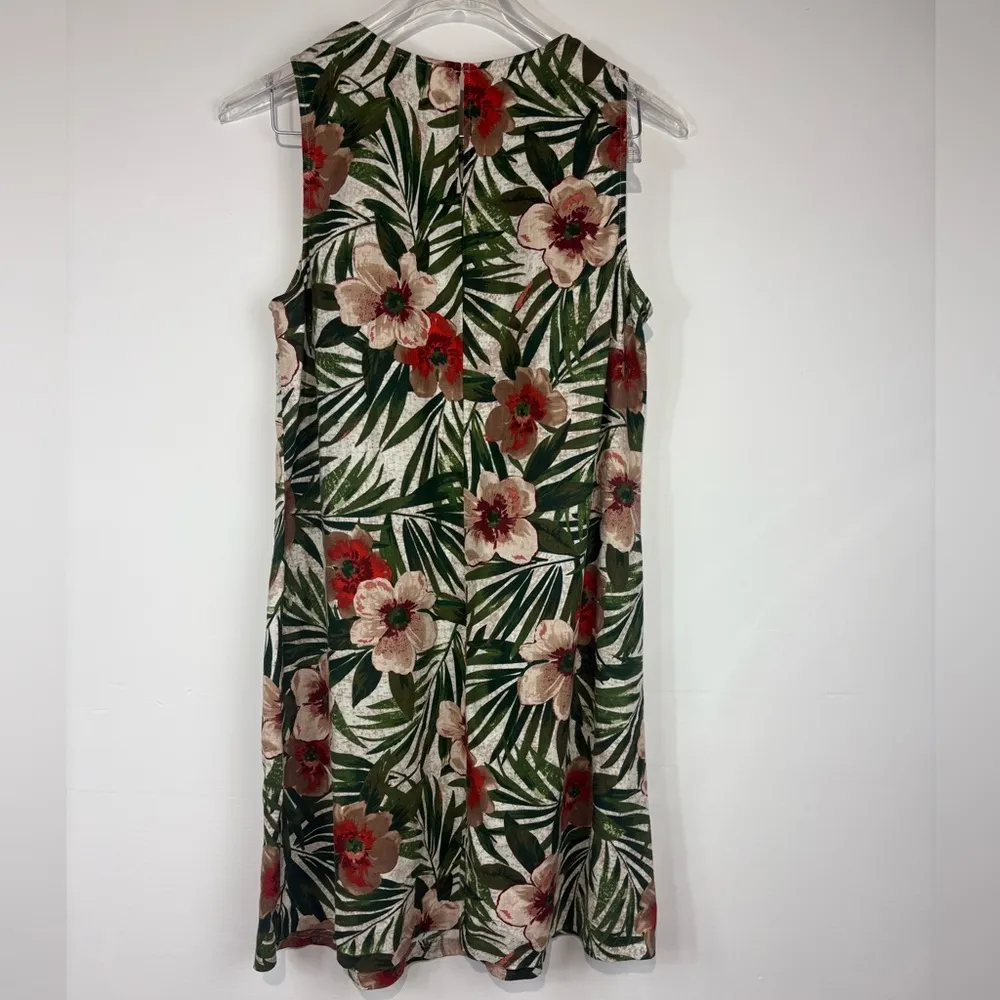 AK Anne Klein Women’s Size 12 Linen Blend Tropical Floral Sleeveless Dress - Image 3