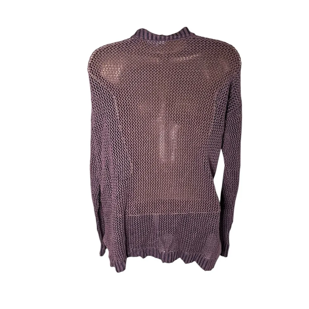 Mudd Open Knit Cardigan Pockets Slouchy Plum M Juniors - Image 2