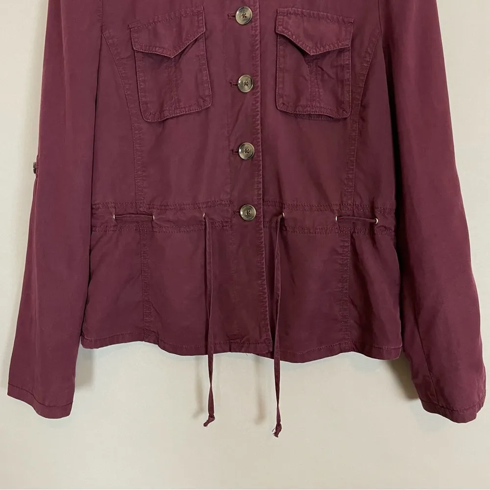 White House Black Market Soft Utility Jacket Lightweight Cabernet Pockets Size 0 - Image 10