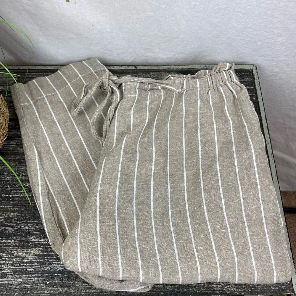 Beach Lunch Lounge Linen Blend Giavanna  Sailing Tan & White Pants XS - Image 9