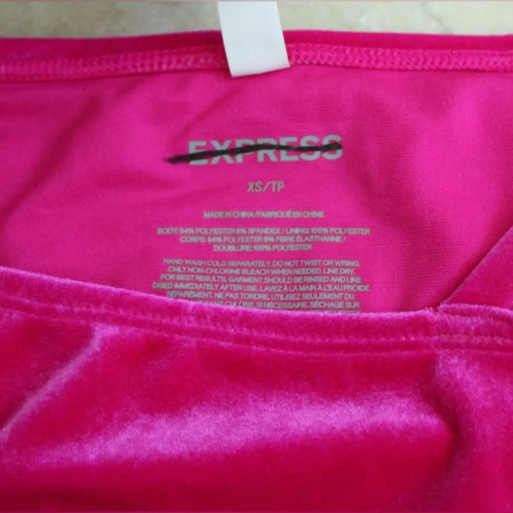 Express Hot Pink Velvet Bikini Bottom - Image 4