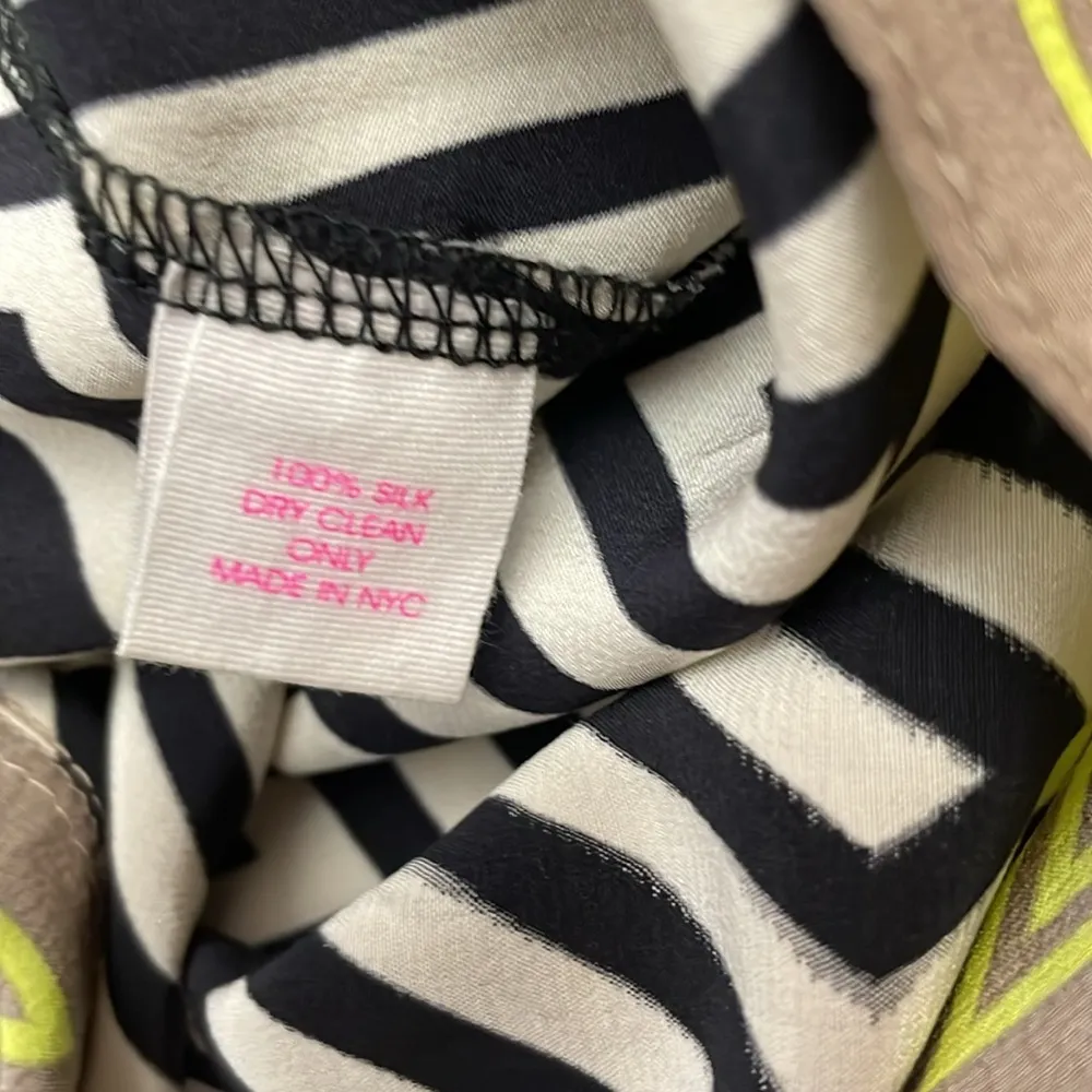 Black, White & Green 100% Silk Sleeveless Dress Size XS - Image 11