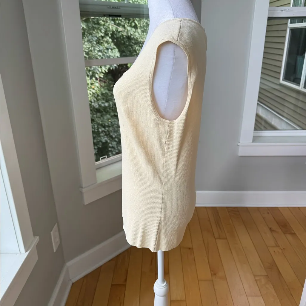 Jones New York Butter Yellow Ribbed Square Neck Sleeveless Knit Top Size XL New - Image 2