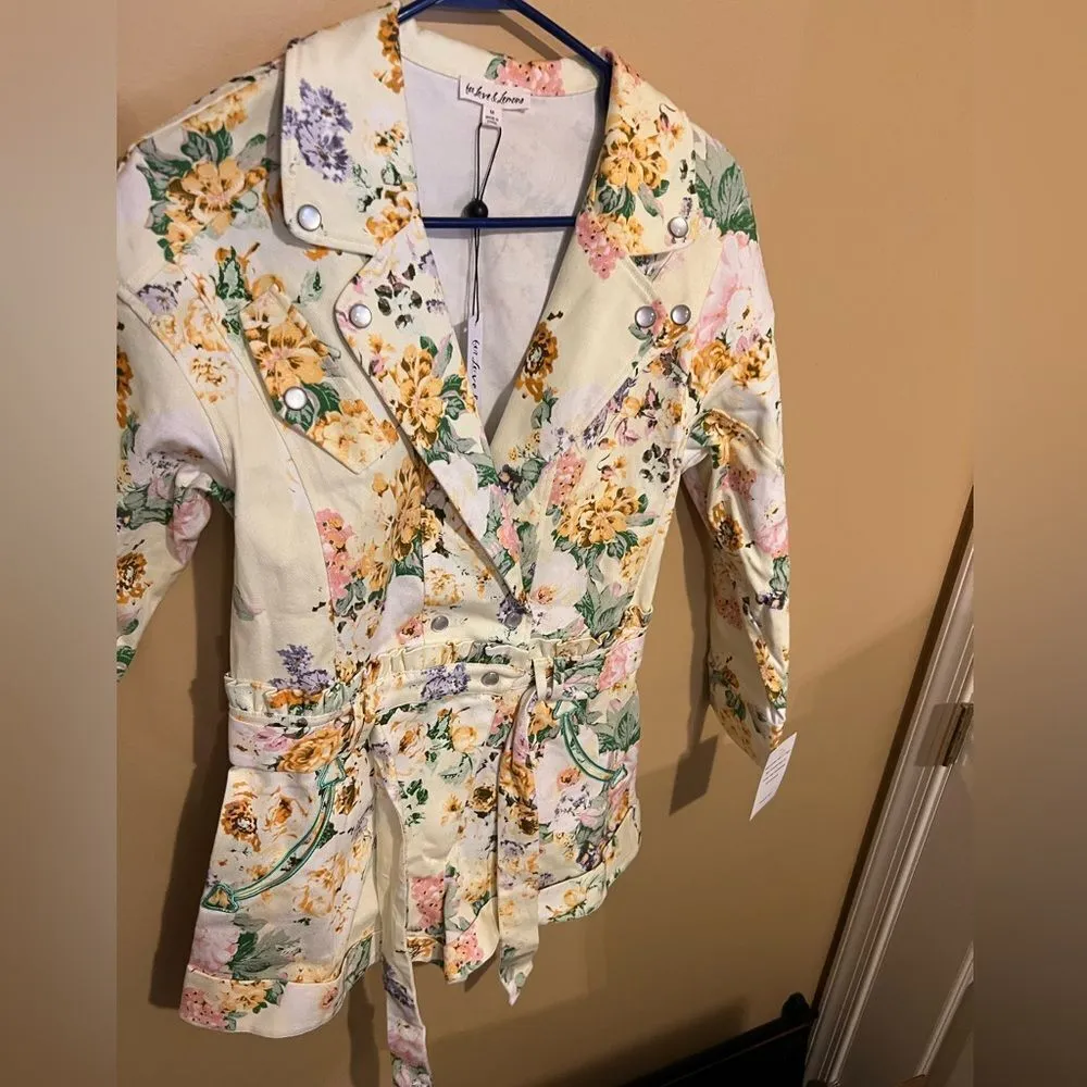 NWT for love & lemons chamomile denim suit floral romper M - Image 7