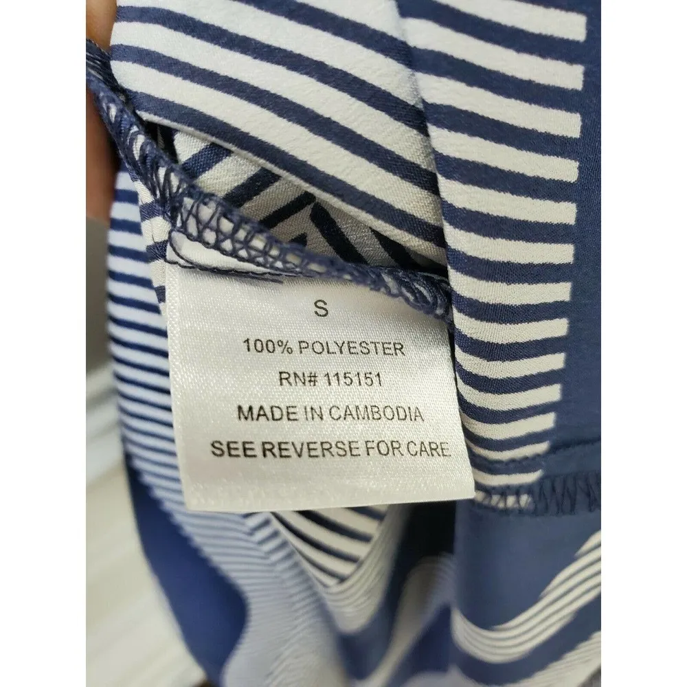 Romeo & Juliet Couture Women's Blue & White 100% Polyester V-Neck Dress Size S - Image 9