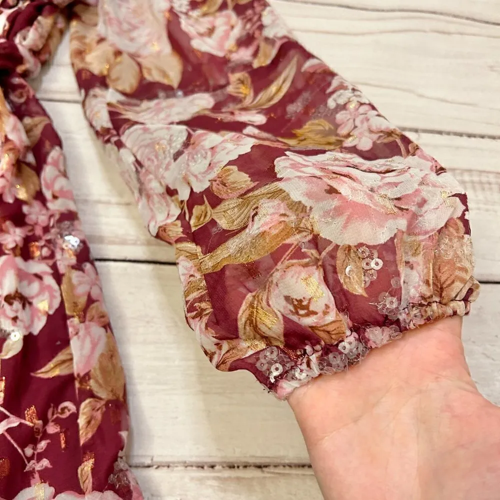 Altar'd State Sailor Floral Maxi Dress in Burgundy Size S NWT - Image 9