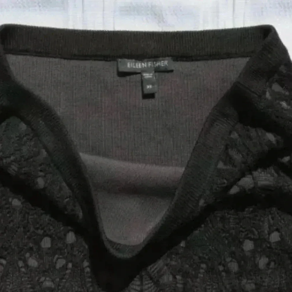 EILEEN FISHER Black Gray Knit Crochet Lace Overlay Straight Pencil Skirt Size XS - Image 6