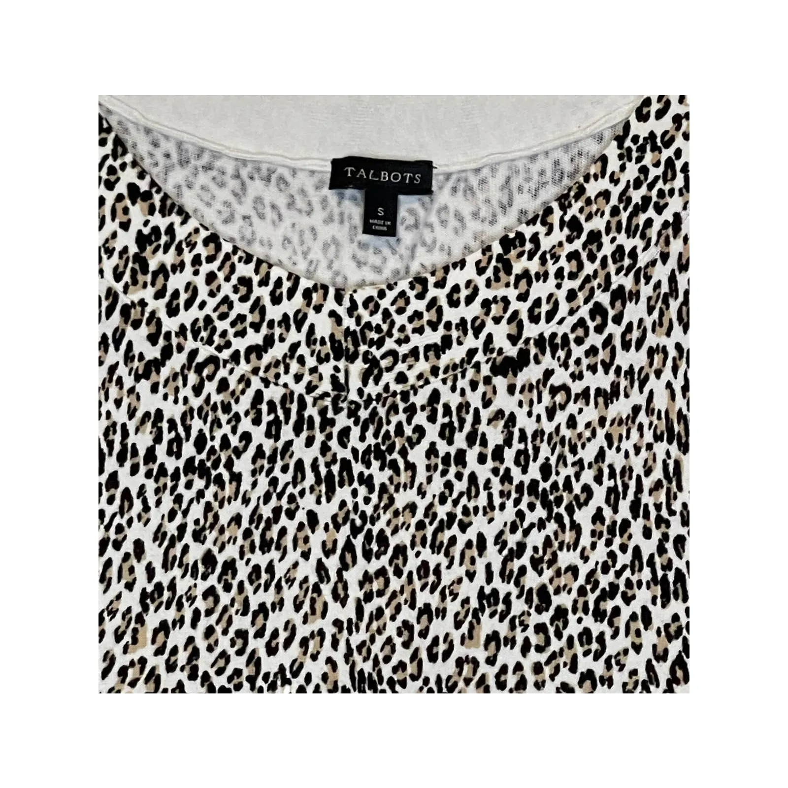 Talbots Cheetah Leopard Print Short‎ Sleeve Cotton Crewneck Top Women Size Small - Image 2