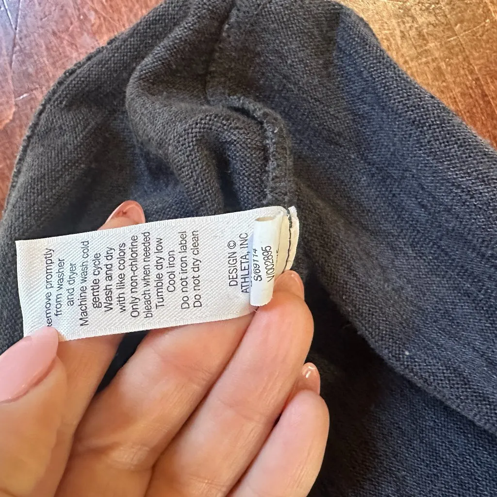 Athleta Blissful Cowl Neck Charcoal Gray Space Dye Pullover Sweatshirt Medium - Image 8