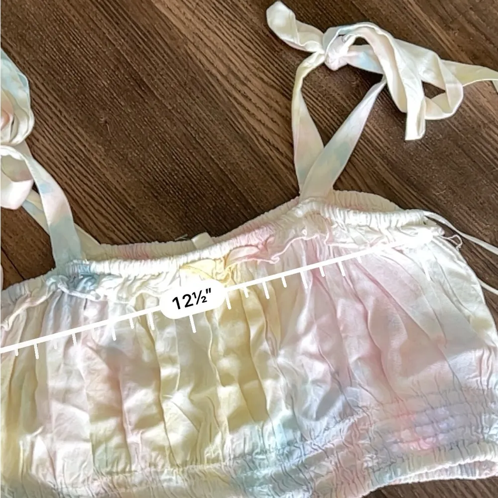 Kiwi and punch cropped tie dye pastel two piece short set Size M - Image 3