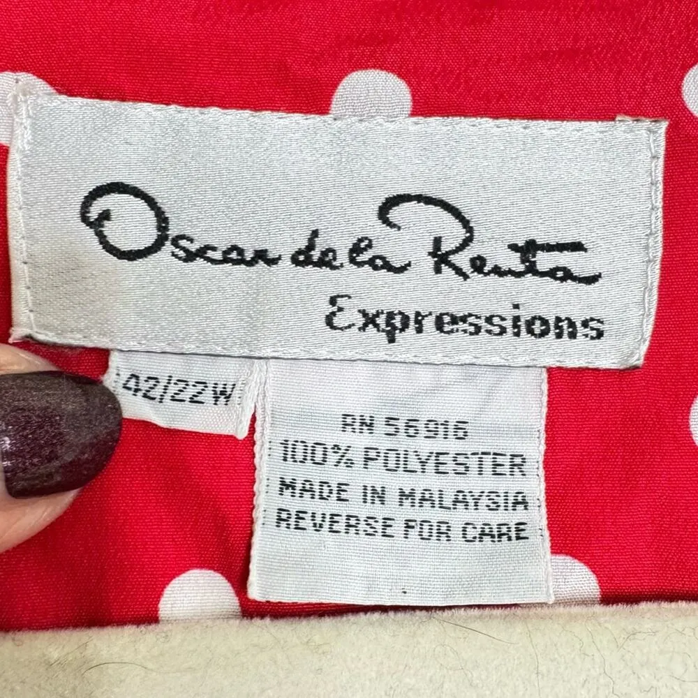 Oscar de la Renta Expressions Red Polka Dot Red Short Sleeve Blouse Size 22 - Image 6