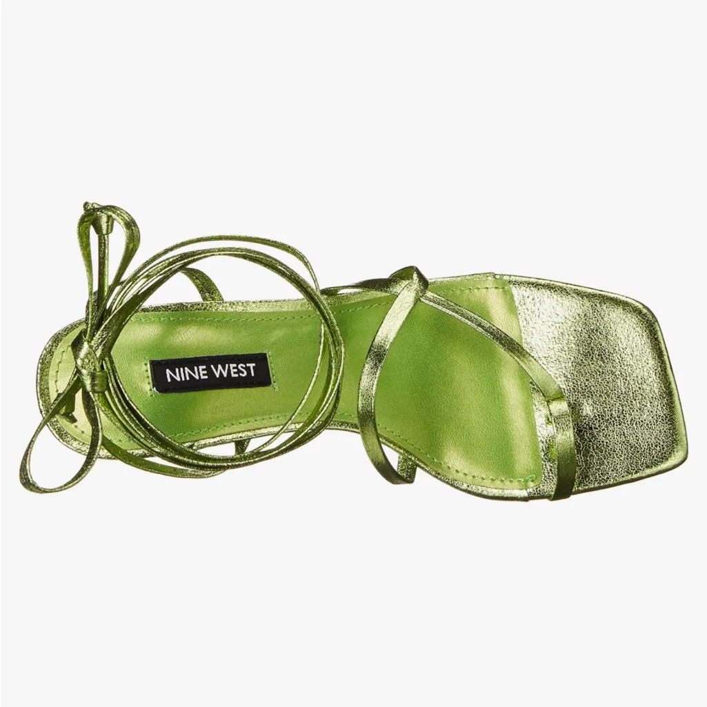 Nine West Metallic Green Strappy Heels - Image 5