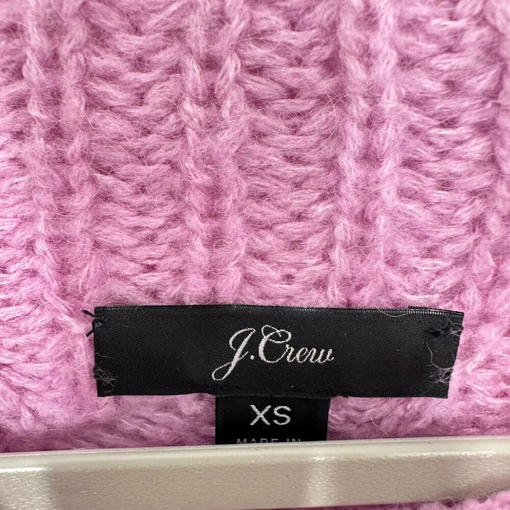 J.‎ Crew Women's XS Sweater Pointelle Cable Knit Pink Alpaca Blend Mockneck - Image 5