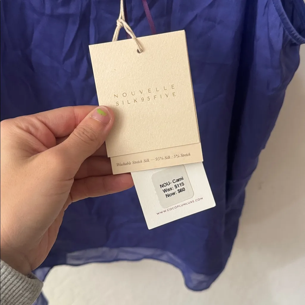 Nouvelle Silk 95 Silk Zanzi Cami Atlantica Blue Purple Large Tank Top NWT - Image 2