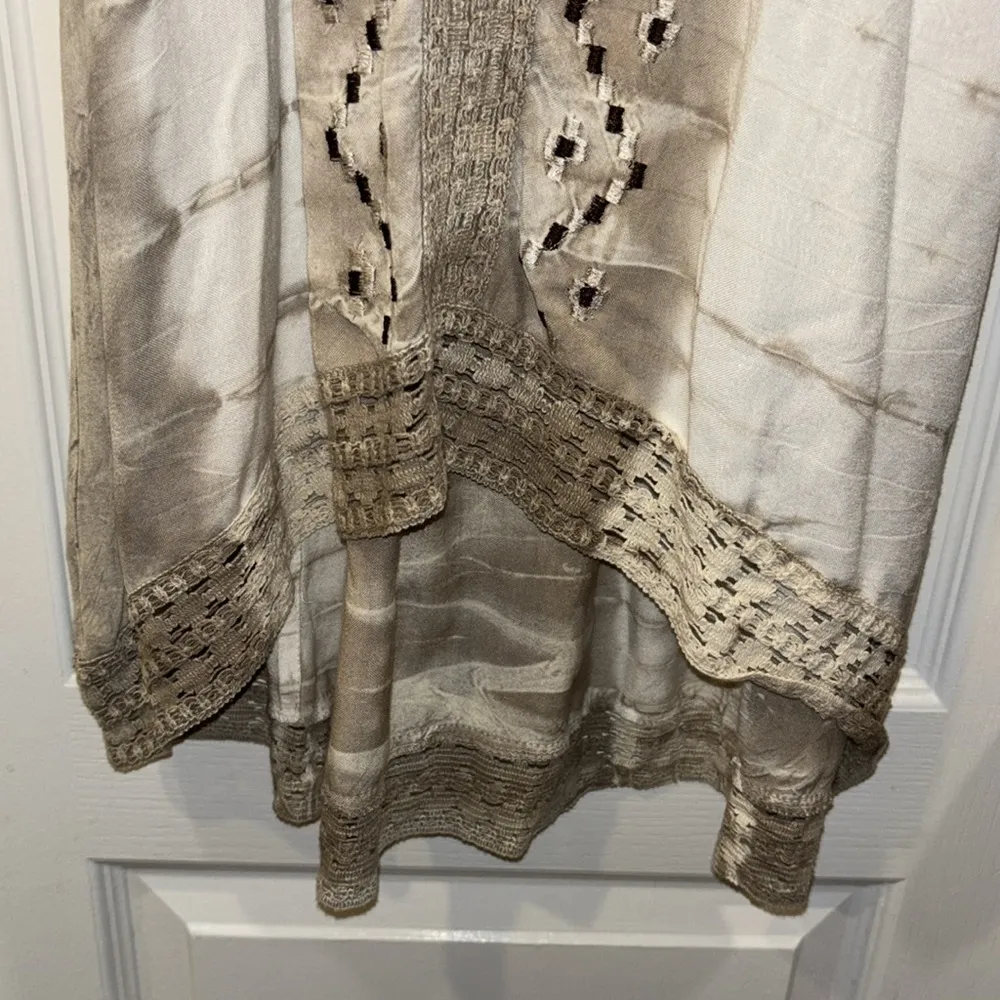 RAYA SUN BROWN AND CREAM SLEEVELESS DRESS OR BEACH COVER UP HI LO HEM SIZE SMALL - Image 5