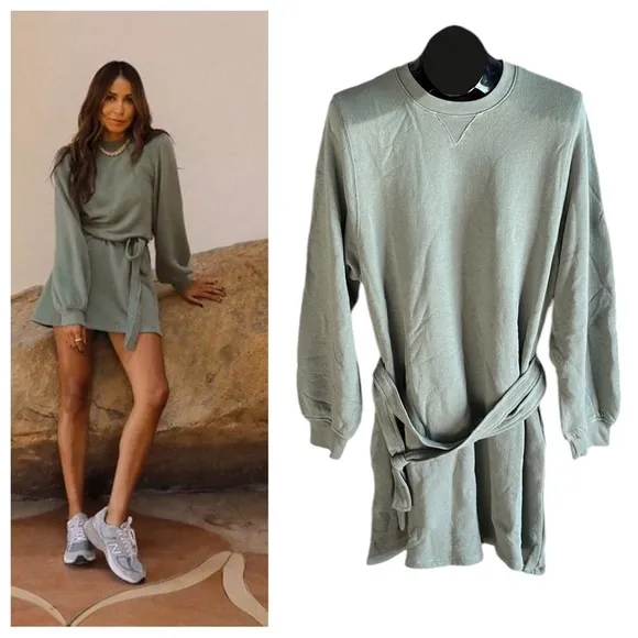 Bandier Damen Sincerely Jules X Dahlie Sweatshirt Fatigue Green - Image 2