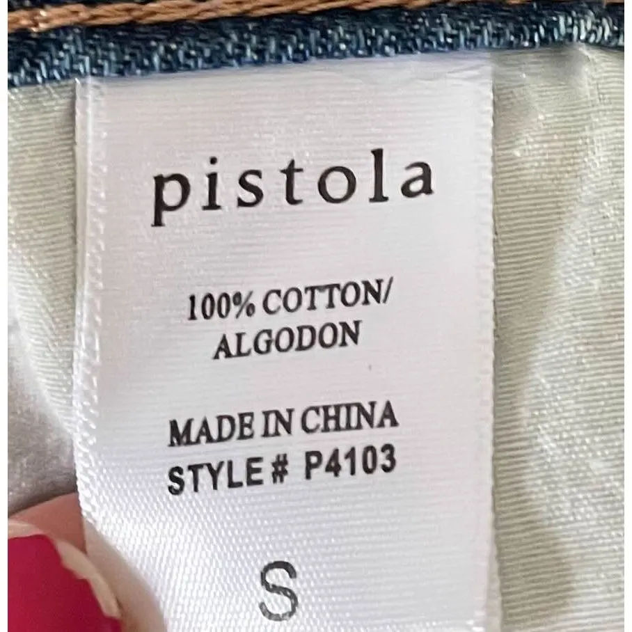 Pistola Distressed Mid Rise Raw Hem 2" Short Denim Shorts Blue Size 28 Small NEW - Image 7