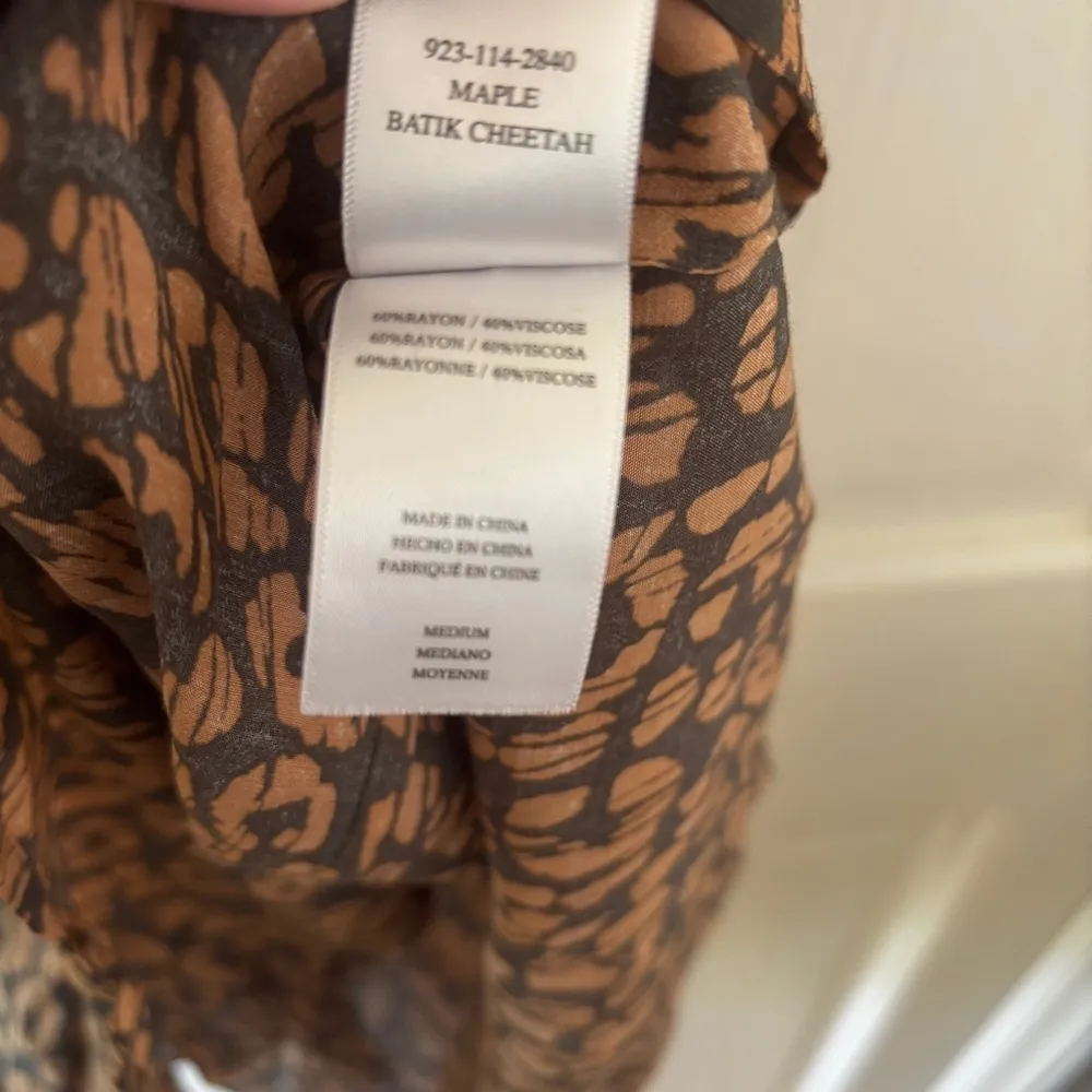 Rails Maple Dress Batik Cheetah Leopard Size Medium Long Sleeve Cinch Midi Dress - Image 10