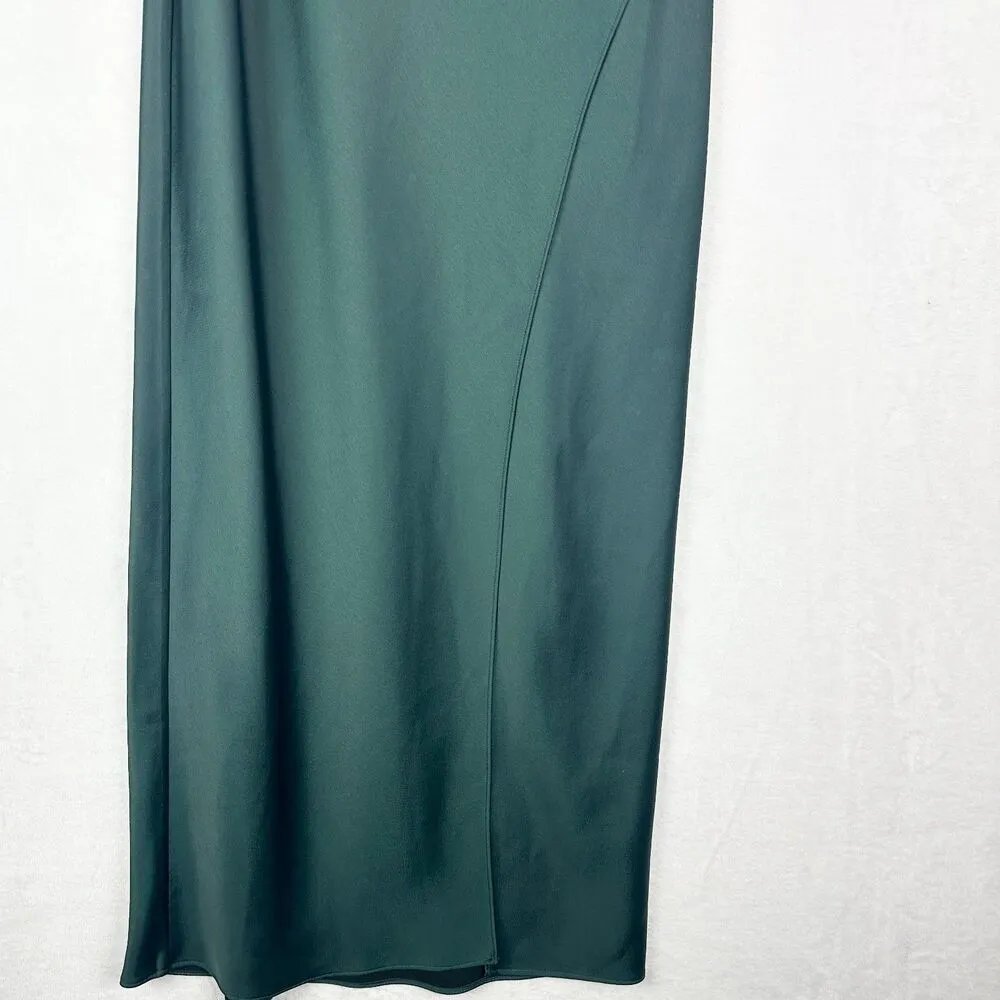 BHLDN Dylan One Shoulder Side Slit Gown Size 2 Green Bridesmaid Wedding Guest - Image 6