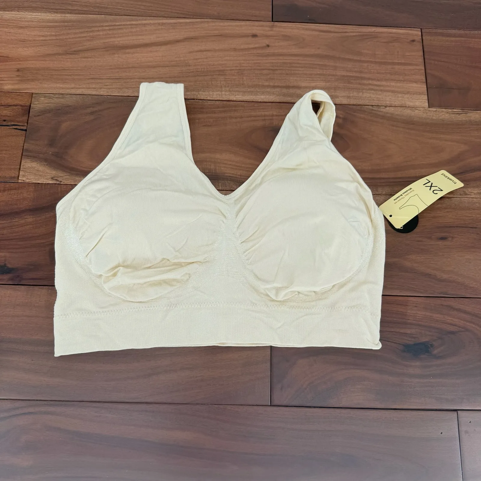 truekind Everyday Throw on Wireless Bralette Light Beige Comfort Stretch 2XL Tan Size undefined - Image 2