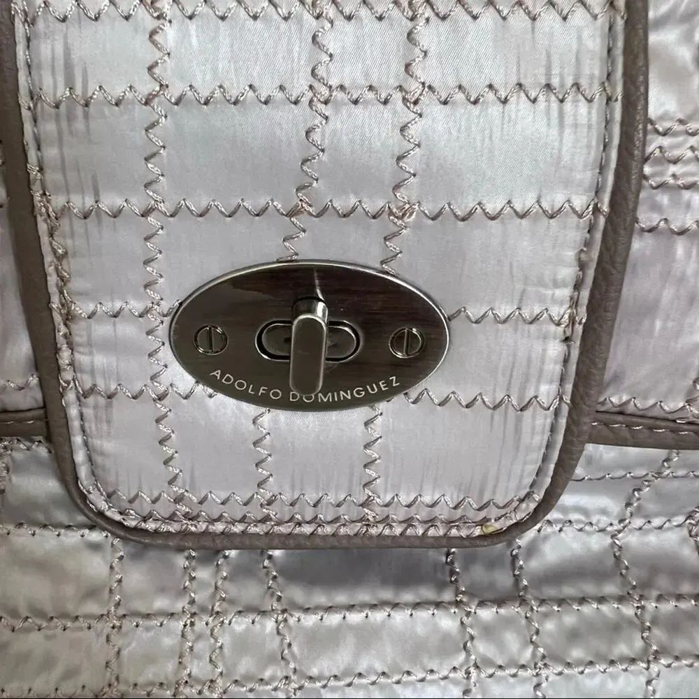 Adolfo Dominguez Quilted Handbag Gray - Image 3