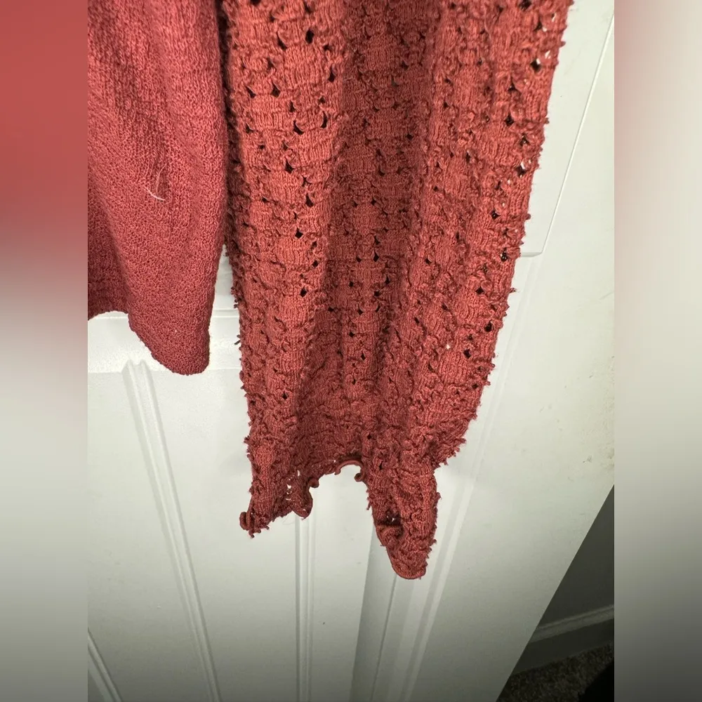 Madewell Maroon Texture & Thread Eyelet Mix Ruffle-Sleeve Top - Image 4