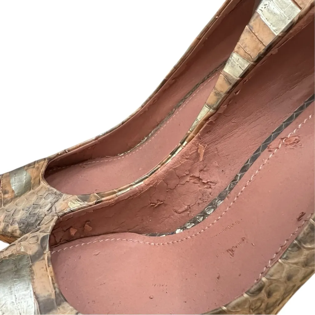 Vince Camuto Metallic Snakeskin Peep-Toe Heels - Size 9 - Image 5