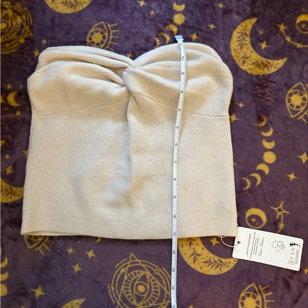 Y2K Cream Twist Front Tube Top - Image 5