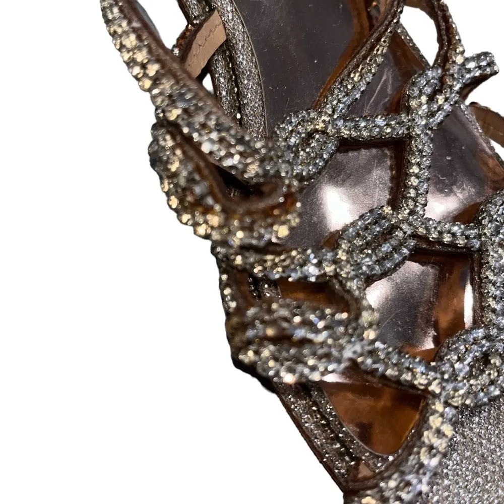 Badgley Mischka Women's Sofie Rose Gold Platino Rhinestone Flats Sandals size 9 - Image 7