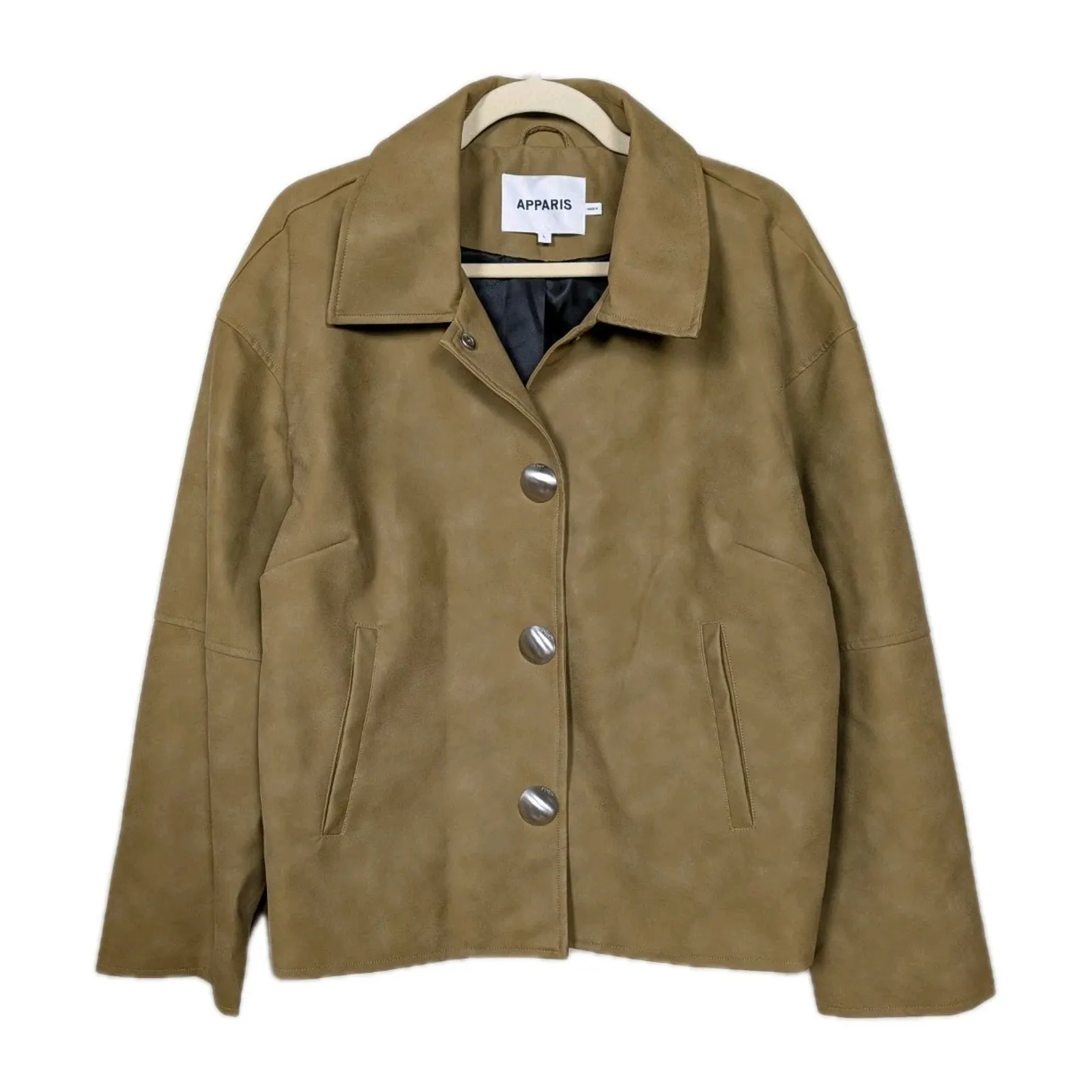 APPARIS Indio Jacket in Sepia Sueded Faux Leather Short Coat Women's Large Tan - Image 2