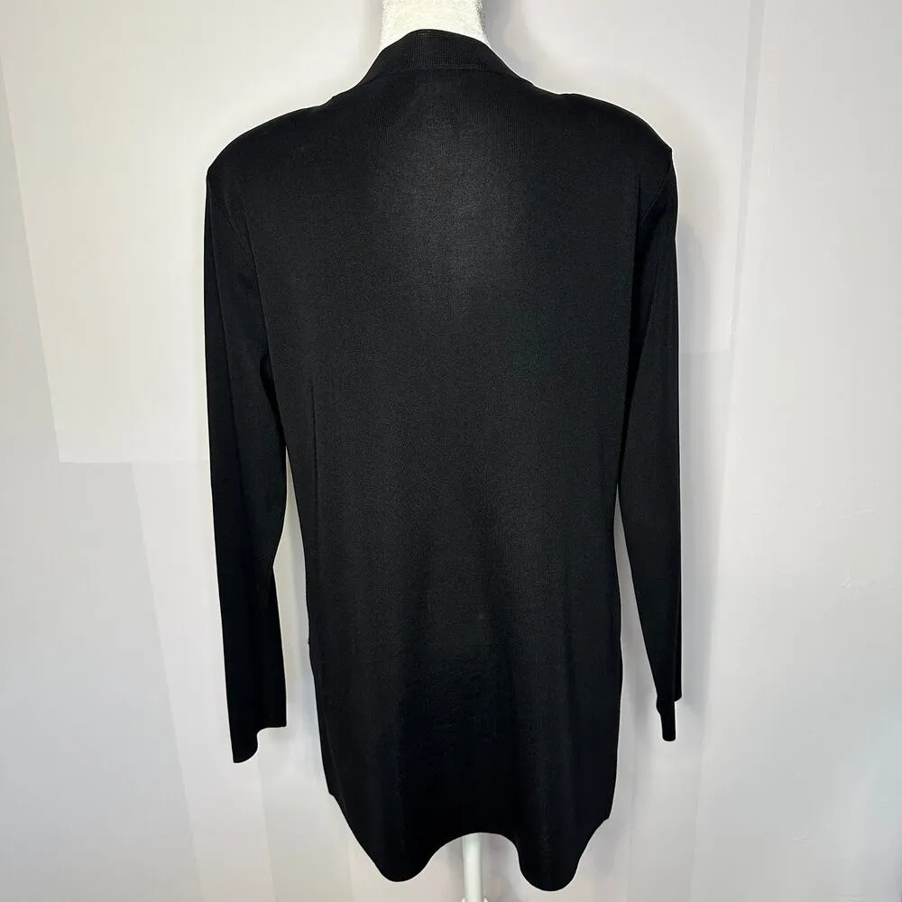 Black Open Front Blazer Cardigan Minimalist Women's Small - Image 5