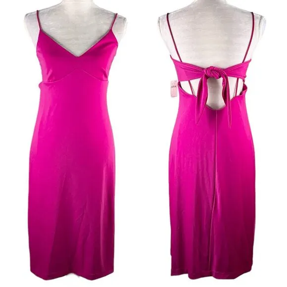 Banana Republic Strappy Dress Fuchsia Small Stretch Tie Lined New - Image 2