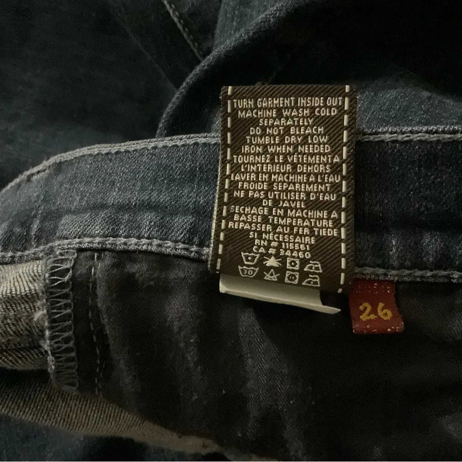 7 For All Mankimd 7FAM Straight Leg Denim Jeans 26 Classic Casual Preppy Indie - Image 9