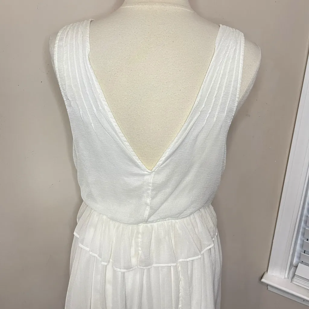 FREE PEOPLE Rio Grande Mini Dress in Ivory/White Drawstring Waist, Large - Image 10