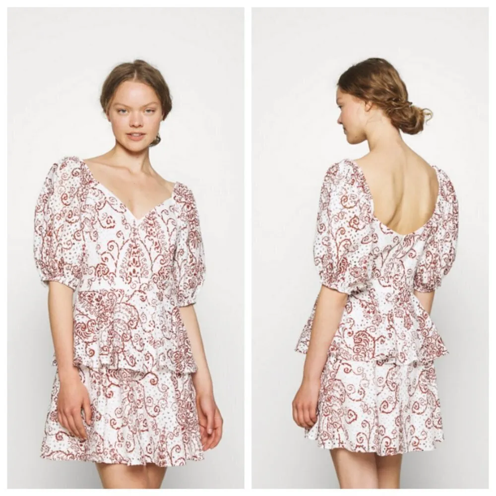 💕TED BAKER💕 Elizaaa Broderie Mini Dress With Puff Sleeves Print 8-10 US NWT - Image 6